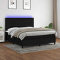 JUNG Vida Boxspringbett mit Matratze & LED Schwarz 180x200 cm Stoff