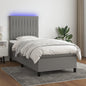 JUNG Vida Boxspringbett mit Matratze & LED Dunkelgrau 80x200 cm Stoff