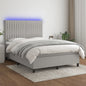 JUNG Vida Boxspringbett mit Matratze & LED Hellgrau 140x200 cm Stoff