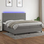 JUNG Vida Boxspringbett mit Matratze & LED Dunkelgrau 200x200 cm Stoff