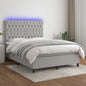 JUNG Vida Boxspringbett mit Matratze & LED Hellgrau 140x200 cm Stoff