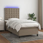 JUNG Vida Boxspringbett mit Matratze & LED Taupe 90x190 cm Stoff
