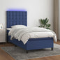 JUNG Vida Boxspringbett mit Matratze & LED Blau 100x200 cm Stoff