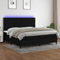 JUNG Vida Boxspringbett mit Matratze & LED Schwarz 200x200 cm Stoff