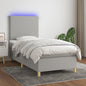 JUNG Vida Boxspringbett mit Matratze & LED Hellgrau 80x200 cm Stoff