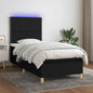 JUNG Vida Boxspringbett mit Matratze & LED Schwarz 100x200 cm Stoff