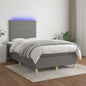 JUNG Vida Boxspringbett mit Matratze & LED Dunkelgrau 120x200 cm Stoff