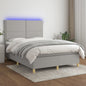 JUNG Vida Boxspringbett mit Matratze & LED Hellgrau 140x200 cm Stoff