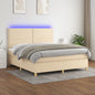 JUNG Vida Boxspringbett mit Matratze & LED Creme 180x200 cm Stoff