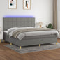 JUNG Vida Boxspringbett mit Matratze & LED Dunkelgrau 200x200 cm Stoff