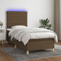 JUNG Vida Boxspringbett mit Matratze & LED Dunkelbraun 90x200 cm Stoff