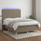 JUNG Vida Boxspringbett mit Matratze & LED Taupe 140x200 cm Stoff