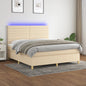 JUNG Vida Boxspringbett mit Matratze & LED Creme 160x200 cm Stoff