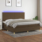 JUNG Vida Boxspringbett mit Matratze & LED Dunkelbraun 200x200 cm Stoff