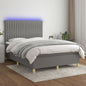 JUNG Vida Boxspringbett mit Matratze & LED Dunkelgrau 140x190 cm Stoff