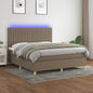 JUNG Vida Boxspringbett mit Matratze & LED Taupe 160x200 cm Stoff