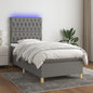 JUNG Vida Boxspringbett mit Matratze & LED Dunkelgrau 80x200 cm Stoff