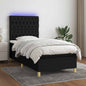 JUNG Vida Boxspringbett mit Matratze & LED Schwarz 90x200 cm Stoff