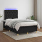 JUNG Vida Boxspringbett mit Matratze & LED Schwarz 120x200 cm Stoff