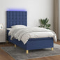 JUNG Vida Boxspringbett mit Matratze & LED Blau 90x190 cm Stoff