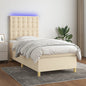 JUNG Vida Boxspringbett mit Matratze & LED Creme 90x200 cm Stoff