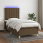 JUNG Vida Boxspringbett mit Matratze & LED Dunkelbraun 100x200 cm Stoff