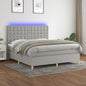 JUNG Vida Boxspringbett mit Matratze & LED Hellgrau 180x200 cm Stoff