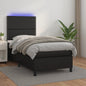 JUNG Vida Boxspringbett mit Matratze & LED Schwarz 100x200 cm Kunstleder