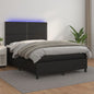 JUNG Vida Boxspringbett mit Matratze & LED Schwarz 140x200 cm Kunstleder