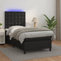 JUNG Vida Boxspringbett mit Matratze & LED Schwarz 90x190 cm Kunstleder