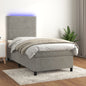 JUNG Vida Boxspringbett mit Matratze & LED Hellgrau 90x200 cm Samt