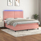JUNG Vida Boxspringbett mit Matratze & LED Rosa 180x200 cm Samt