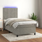 JUNG Vida Boxspringbett mit Matratze & LED Hellgrau 90x190 cm Samt
