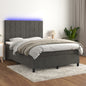 JUNG Vida Boxspringbett mit Matratze & LED Dunkelgrau 140x200 cm Samt