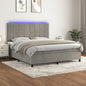 JUNG Vida Boxspringbett mit Matratze & LED Hellgrau 180x200 cm Samt