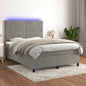 JUNG Vida Boxspringbett mit Matratze & LED Hellgrau 140x190 cm Samt