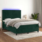 JUNG Vida Boxspringbett mit Matratze & LED Dunkelgrün 140x190 cm Samt