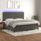 JUNG Vida Boxspringbett mit Matratze & LED Dunkelgrau 200x200 cm Samt