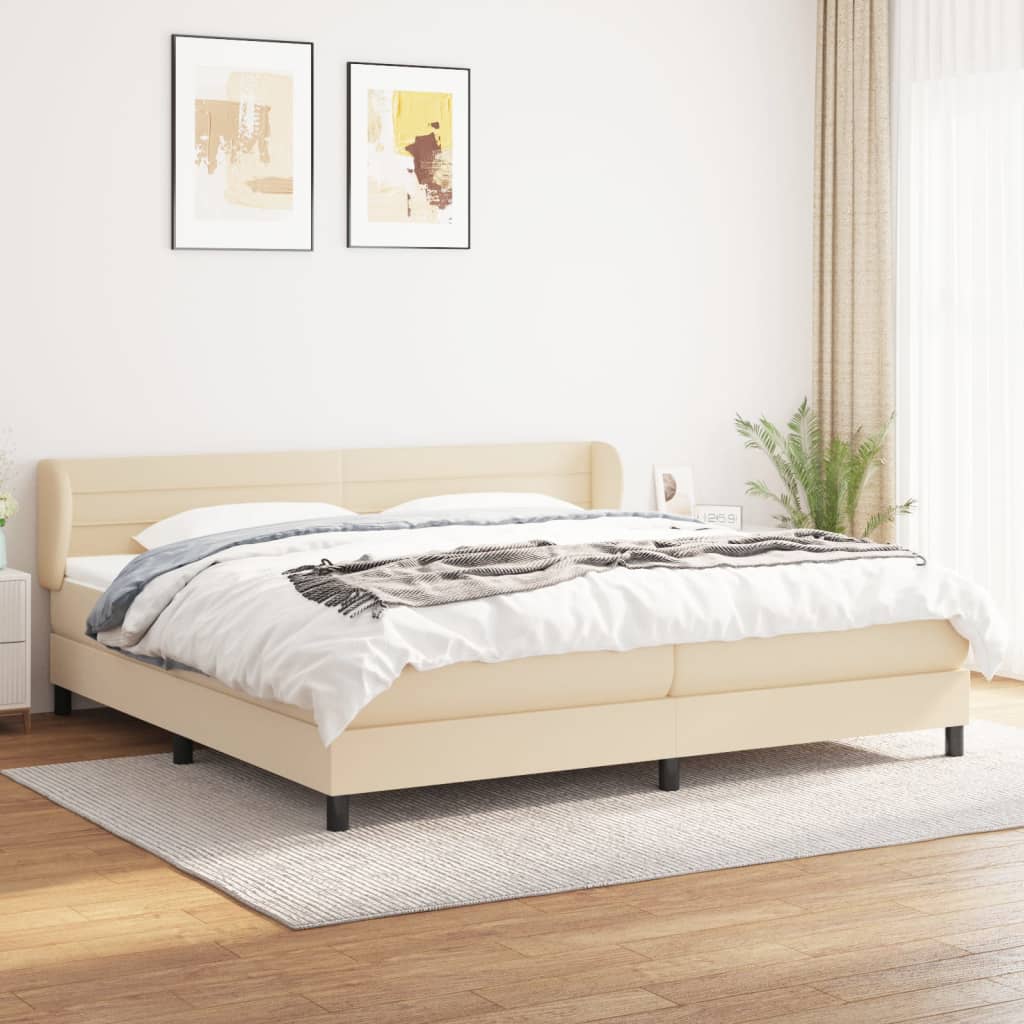JUNG Vida Boxspringbett mit Matratze Creme 200x200 cm Stoff