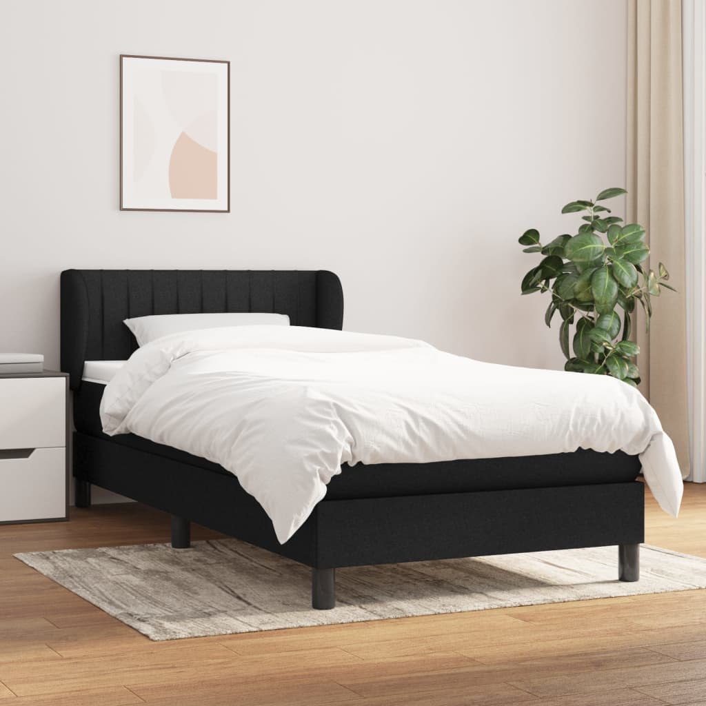 JUNG Vida Boxspringbett mit Matratze Schwarz 80x200 cm Stoff