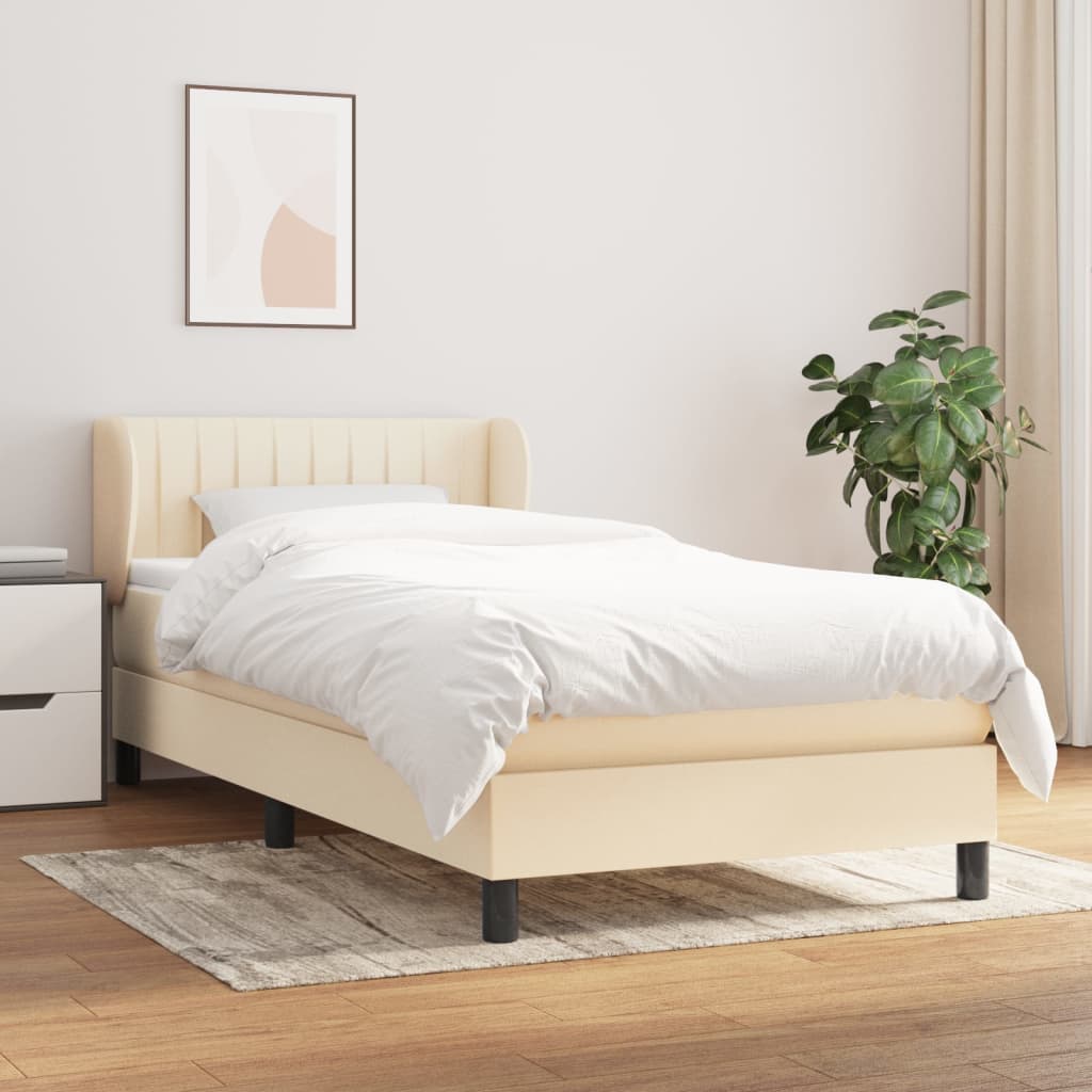JUNG Vida Boxspringbett mit Matratze Creme 90x190 cm Stoff