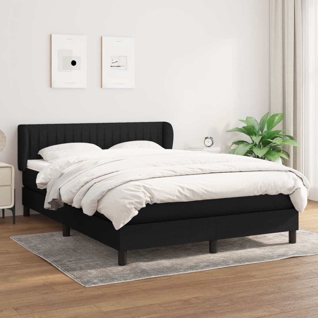 JUNG Vida Boxspringbett mit Matratze Schwarz 140x200 cm Stoff