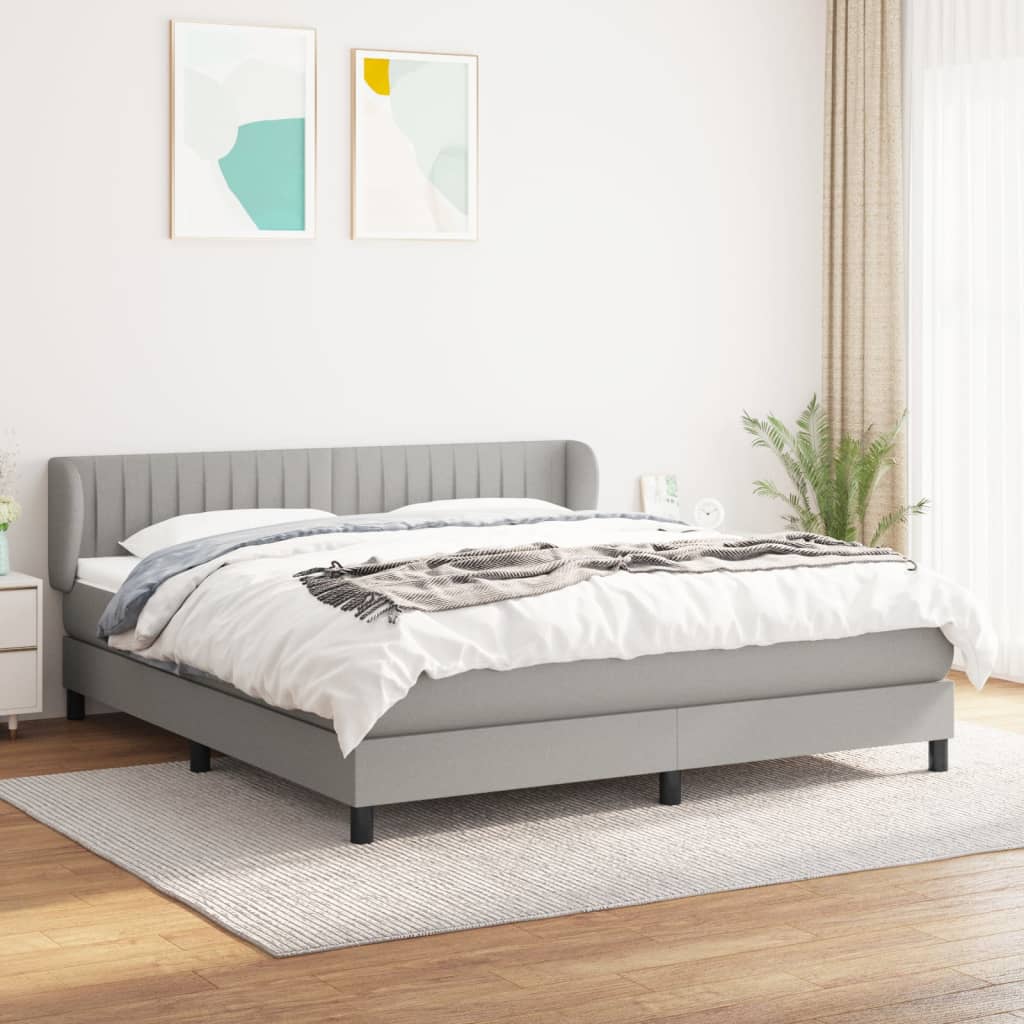 JUNG Vida Boxspringbett mit Matratze Hellgrau 180x200 cm Stoff