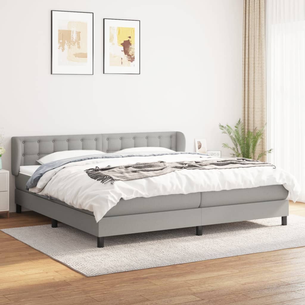 JUNG Vida Boxspringbett mit Matratze Hellgrau 200x200 cm Stoff