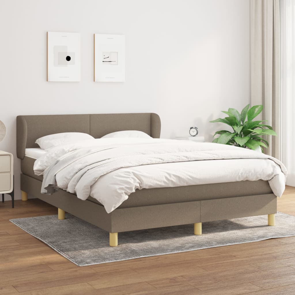 JUNG Vida Boxspringbett mit Matratze Taupe 140x190 cm Stoff
