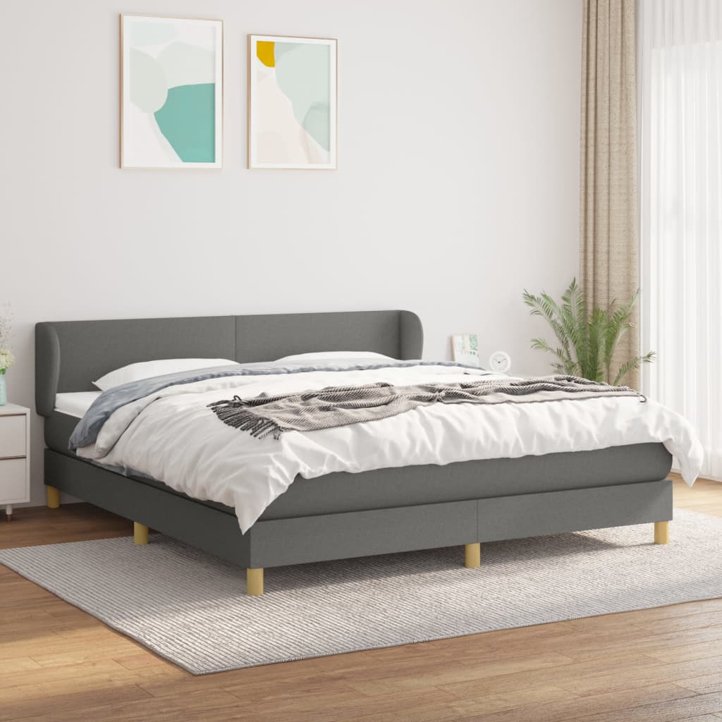 JUNG Vida Boxspringbett mit Matratze Dunkelgrau 180x200 cm Stoff