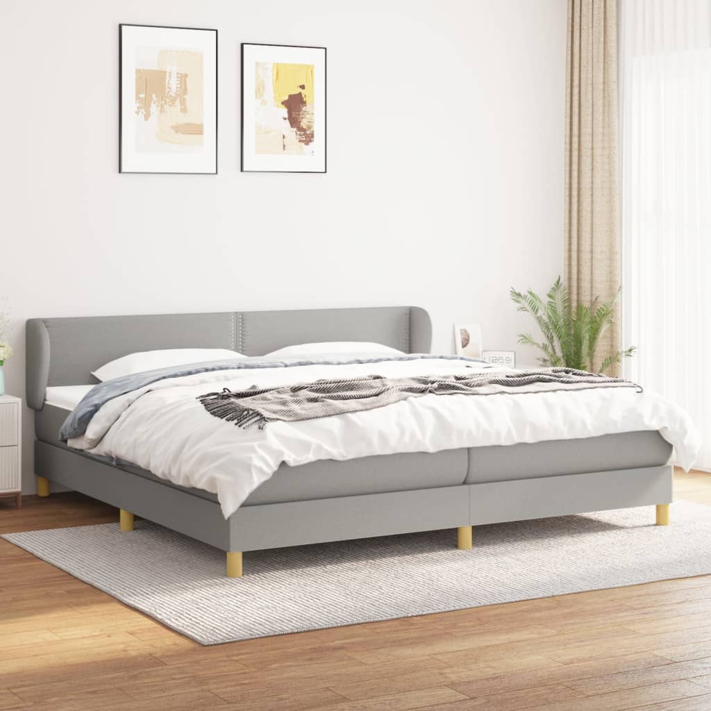 JUNG Vida Boxspringbett mit Matratze Hellgrau 200x200 cm Stoff