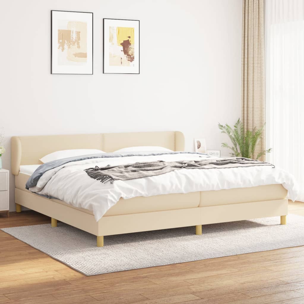 JUNG Vida Boxspringbett mit Matratze Creme 200x200 cm Stoff