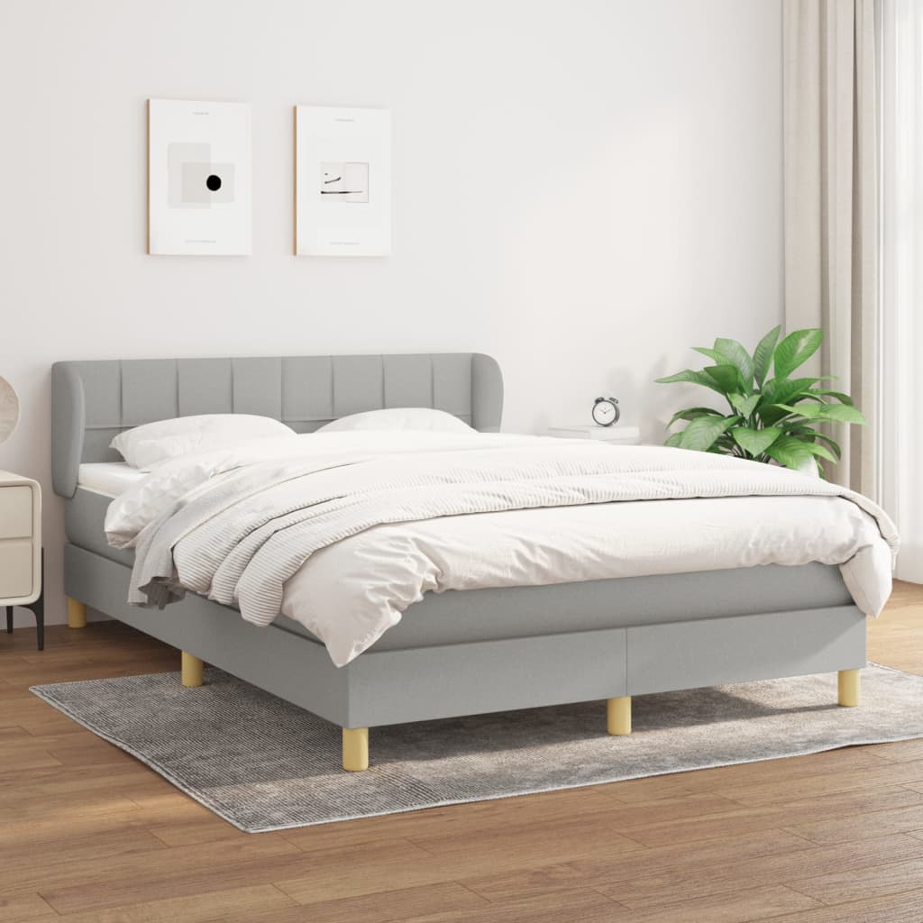 JUNG Vida Boxspringbett mit Matratze Hellgrau 140x190 cm Stoff