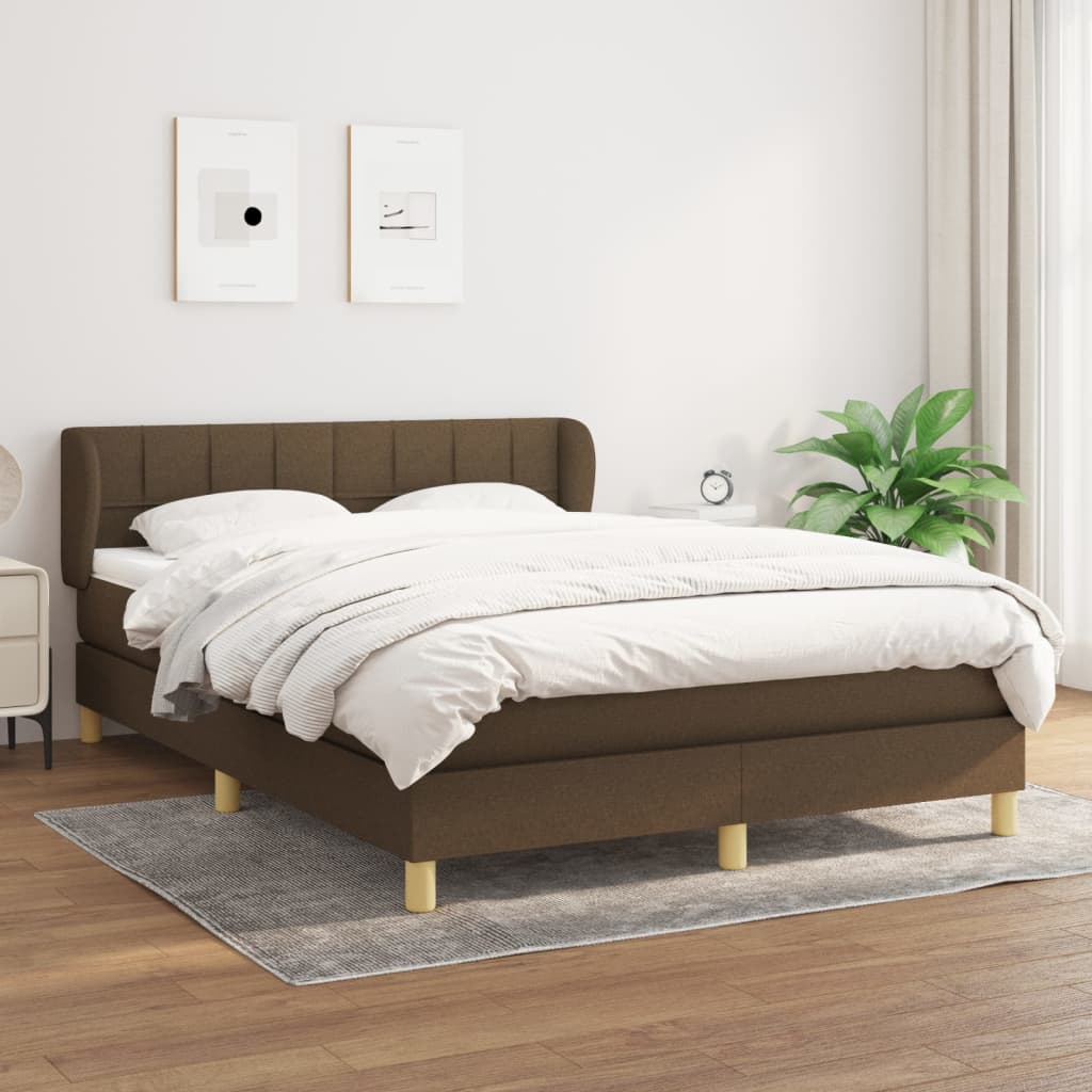 JUNG Vida Boxspringbett mit Matratze Dunkelbraun 140x200 cm Stoff